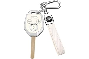QBUC for Subaru Key Fob Cover with Keychain Soft TPU Protection Case Compatible with 2008-2019 Subaru Ascent BRZ Crosstrek Forester Impreza Legacy Outback Solterra WRX STI XV(Chrome Trim White)
