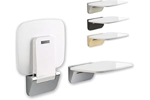 Autumn Lane Stylish Folding Shower Seat Attachment - Durable Foldable Luxury Bath Seats with Wall Mounted Chrome Brackets - C