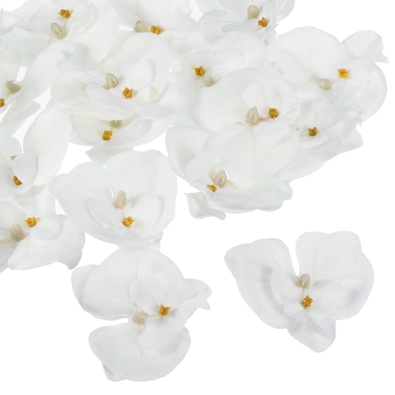 PATIKIL 2.8" Artificial Orchid Flower Heads, 40 Pack Silk Phalaenopsis Fake Butterfly Orchid Heads for Wedding Floral Bouquet Decor DIY Craft Making, Pure White