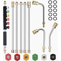 Selkie Pressure Washer Extension Wand Upgrade Power Washer Lance with Spray Nozzle Tips,30°,90°,120° Curved Rod, 1/4’’Quick C
