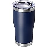 DOMICARE 20oz Tumbler with Lid Stainless Steel Tumblers Bulk, Double Wall Vacuum Insulated Coffee Travel Mug Powder Coated Tumbler, 1 Count (Pack of 1) Navy