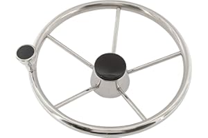 NovelBee 5 Spoke Dia.11" Stainless Steel Boat Steering Wheel with Control Knob and Cap