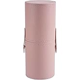 RSRSLEII Portable Makeup Brush Holder, Waterproof PU Leather Travel Makeup Brush Case Bag Cup, Brush Storage Dustproof Bag (01Light Pink)