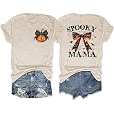 Fall Shirts for Women Halloween Town Bat Ghost Witch Vampire Pumpkin Graphic Front Back Printing Tops Shirts