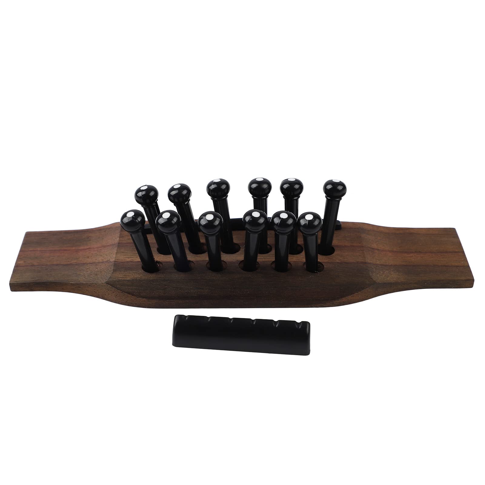 Zerodis 12 String Guitar Bridge Replacement Kit, Precision-Crafted Rosewood & Plastic, Includes 12 Pins, Bridge, Nut, Saddle, suitable for Acoustic Guitar Maintenance & Upgrades