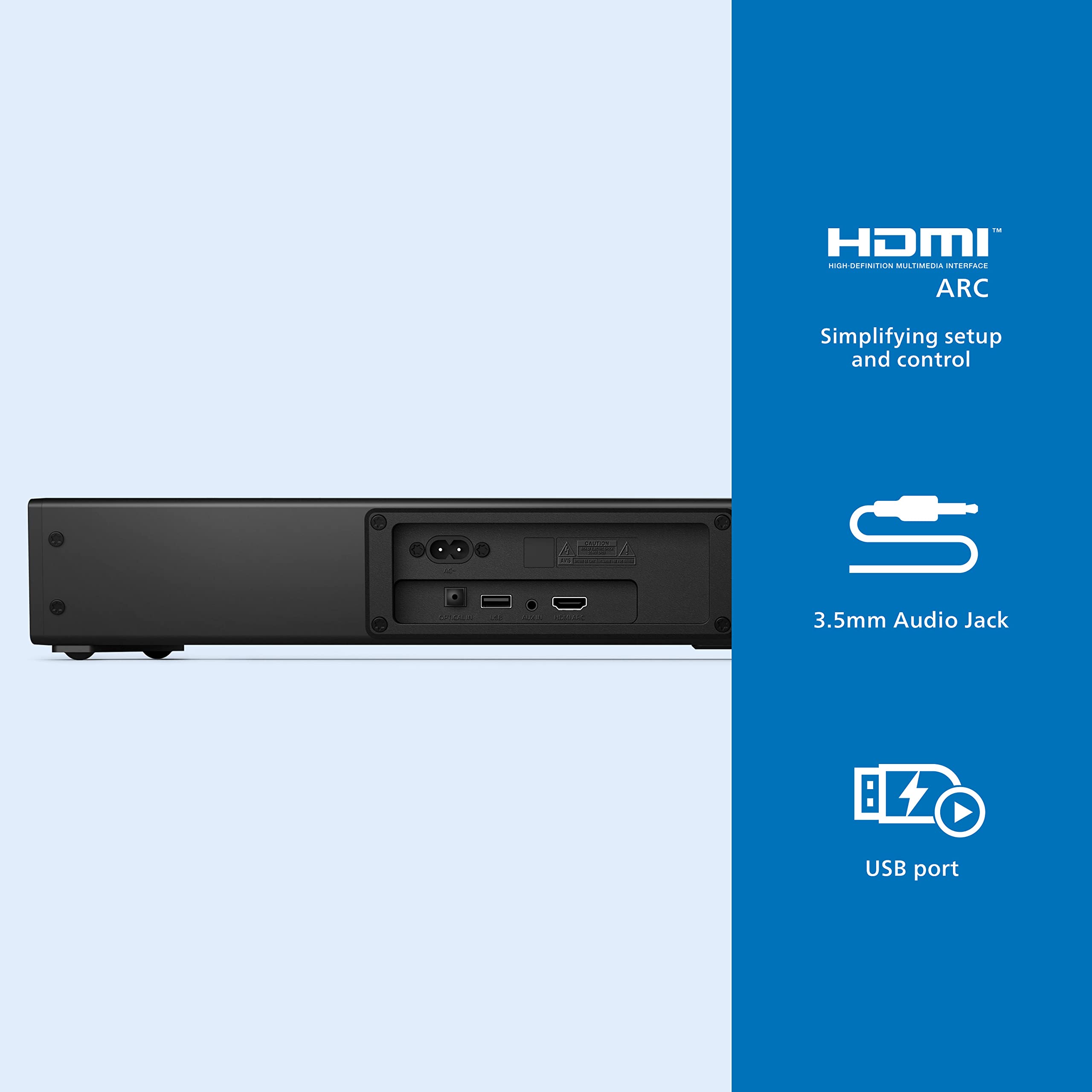 PHILIPS B5706 2.1-Channel Soundbar with Built-in Subwoofer, Stadium EQ Mode