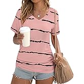 Anydoll Womens Ruched Tops 2026 Spring Summer Tunics Short Sleeve V Neck T Shirts Casual Dressy Tee with Side Shirring 