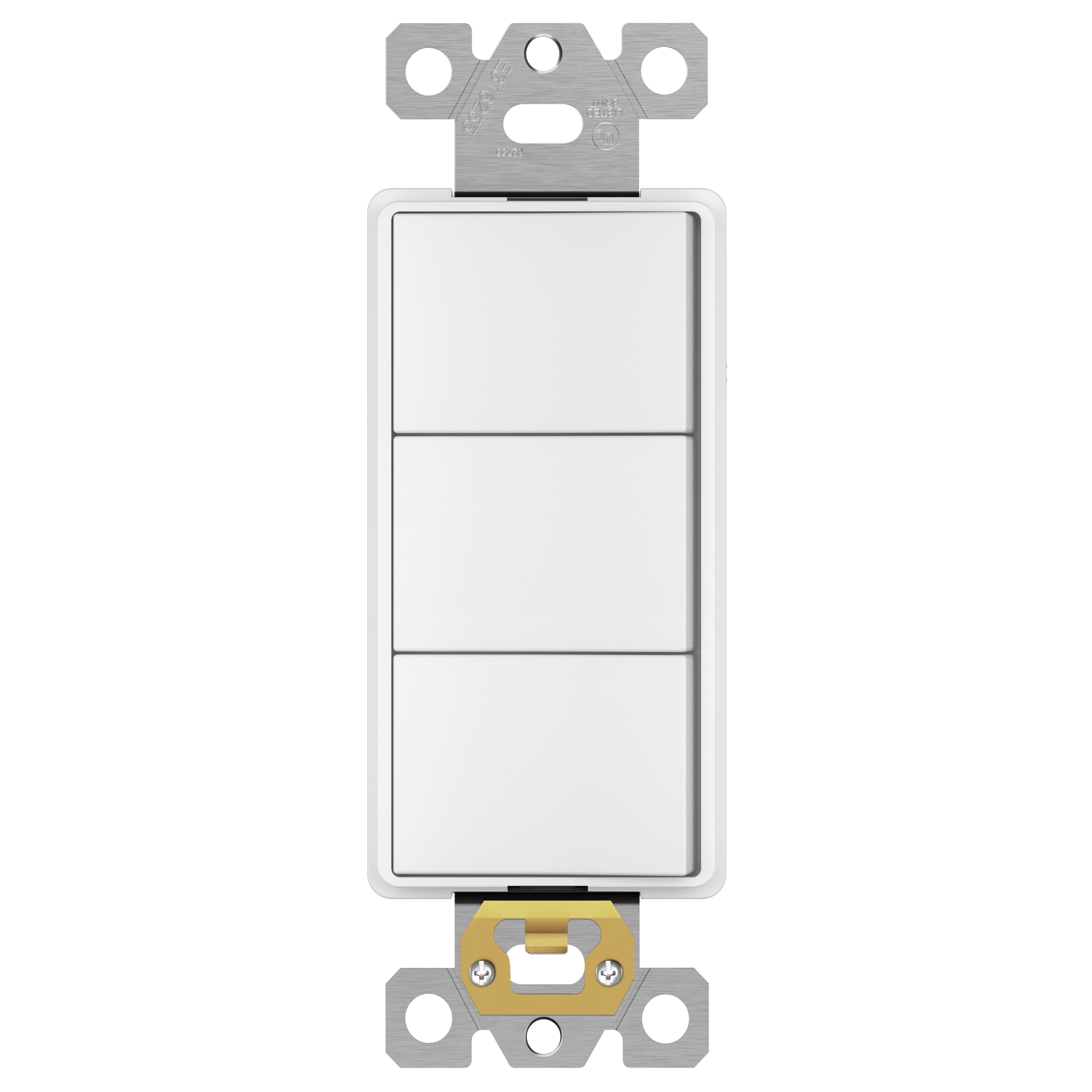 Enerlites Single Pole Triple Light Switch, 62755-W | 3 Individual Switches for Lights, Heaters, Fans, Garbage Disposals, Residential and Commercial, Self-Grounding, UL Listed | 15A, 125/277V - White