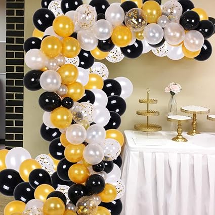 Amazon Com Black Gold Balloon Garland Kit 150pcs Party Supplies