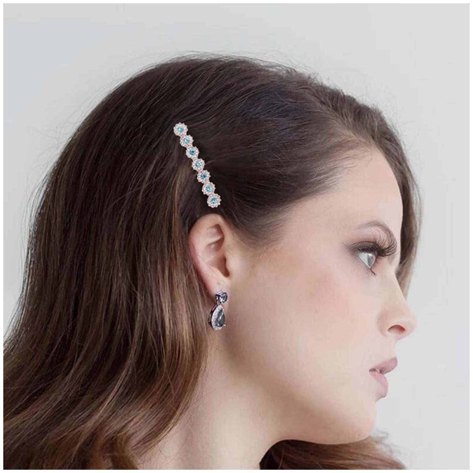 Cimenexe Bohemian Crystal Hair Barrette Rhinestone Hair Clip Gold Cz Hair Pins Clips Crystal Flower Headwear Bridal Decorative Hair Accessories for Women and Girls Gifts