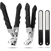 Yivioep 4 Pcs Toenail Clipper Set for Seniors and Thick Toenails | Ergonomic 0.5-inch wide-jaw design with curved blades, built-in clipping catchers, set with 2 files and storage case