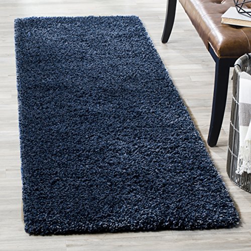 SAFAVIEH California Shag Collection Runner Rug - 2'3" x 19', Navy, Non-Shedding…