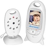 GHB Baby Monitor Camera Video Digital Security 2.4GHz Two Way Realtime Audio Talk Night Vision Temperature Monitoring 2.0&rdquo; Display