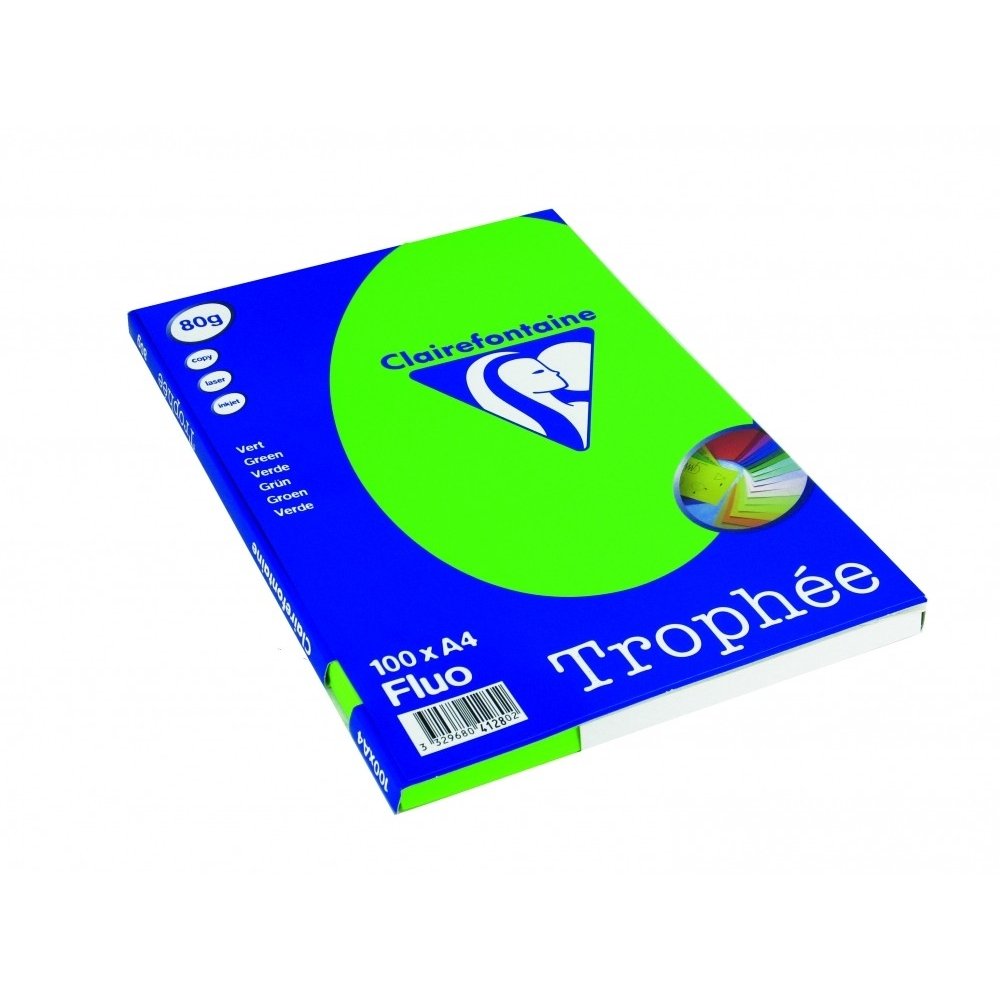 Clairefontaine Trophee Copying Paper (A4, 80g/m², 100 Sheets) A4, 21 x 29.7 cm neon Green
