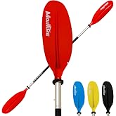MorTime 87 in Kayak Paddles, Heavy Duty Aluminum Shaft and Polyethylene Ribbed Blades for Kayaks, Canoes, Small Boats, 220 cm,Red