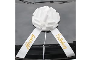 Big Happy Birthday Car Bow,20 Inch Giant Bow for Present,Christmas Party Birthday Car Decoration (White)