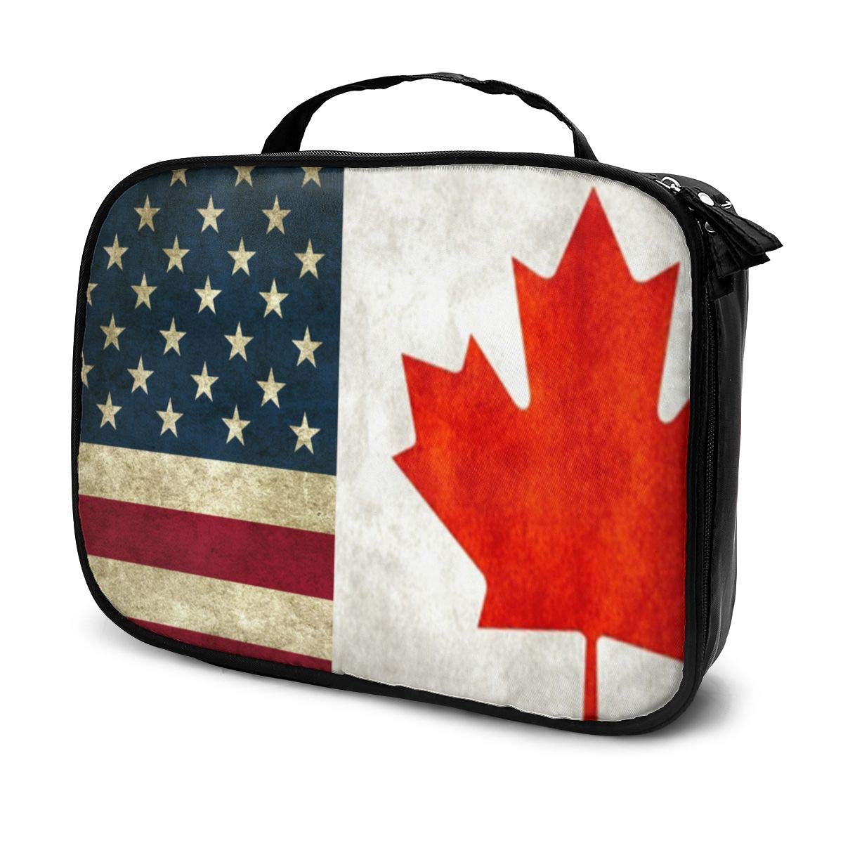 Usa Canada Flag ."x ." Inch Train Case for Women Cosmetic Case Storage Organizer