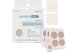 Comfort Zone Plantar Wart Removal Kit, Maximum Strength Salicylic Acid Plantar Wart Remover for Feet with Medicated Patches & Concealing Pads, 24 Count