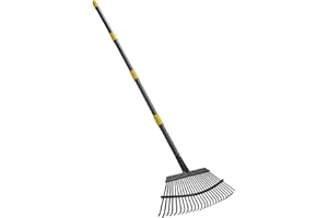 HOSKO 79 Inch Leaf Rake, 25 Tines Garden Rakes with Adjustable Sectional Handle for Quick Clean Up of Lawns, Garden, Farm, Pasture, Yard and Chicken Coop