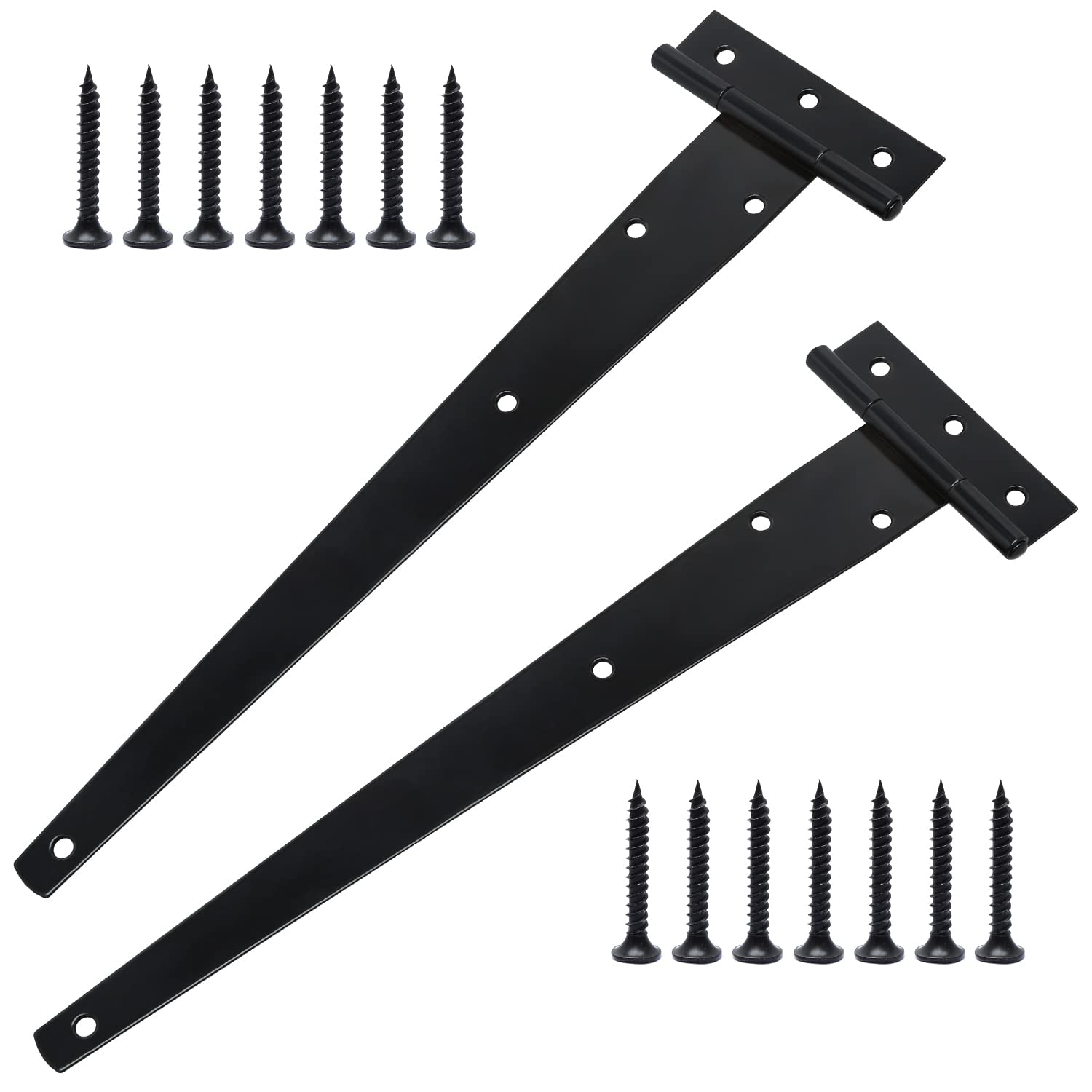 2 Pcs Heavy Duty T Hinges with Mounting Screw, 12 Inch (300mm) T Strap Door Hinges, Tee Hinges Galvanised for Wooden Gate Door Window