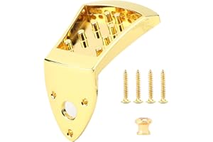LAZMIN112 Mandolin Tailpiece, 75x45x9mm Golden Metal Triangle Mandolin Guitar Tailpiece with Screws, for 8 String Mandolin Guitar, Musical Instrument Part Mandolin Accessories