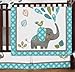 Sweet Jojo Designs 9-Piece Turquoise Blue Gray and White Mod Elephant Crib Bed Bedding Set with Bumper for a Newborn Baby Girl or Boy