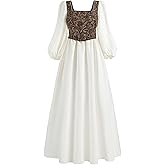 Nuoqi Renaissance Dress Women Victorian Dress with Medieval Corset 2 Piece Set 1800s Costume