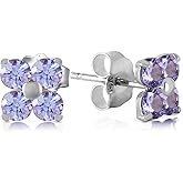 1.15 CTW 14k Solid White Gold Stud Earrings Natural Tanzanite