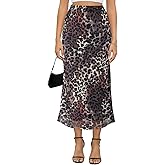 Women's Y2k Mesh Midi Skirt Elastic High Waisted Floral Print Bodycon Mermaid Long Skirts for Women
