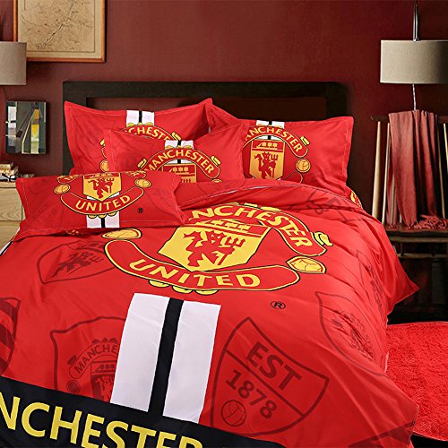 Sport Do Fashion World Cup Designs 3D Version Bedding Sets for Football Fans,Chelsea/Juventus Club/Manchester United/Liverpool/Real Madrid Duvet Cover and Flat Sheet,4Pc,Full