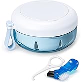 Netceem Leak Proof Denture Cup Kit Portable Retainer Case Perfect for Travel, Denture Case Container Cleaning Care for Dentur
