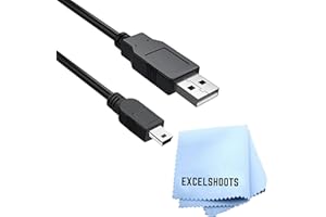 Excelshoots USB Cable, Compatible with Canon EOS Rebel T7 DSLR Digital Camera and Other Devices, Mini USB Data Transfer Cable, Charging Charger Cord & Cleaning Cloth – 3 Feet Single