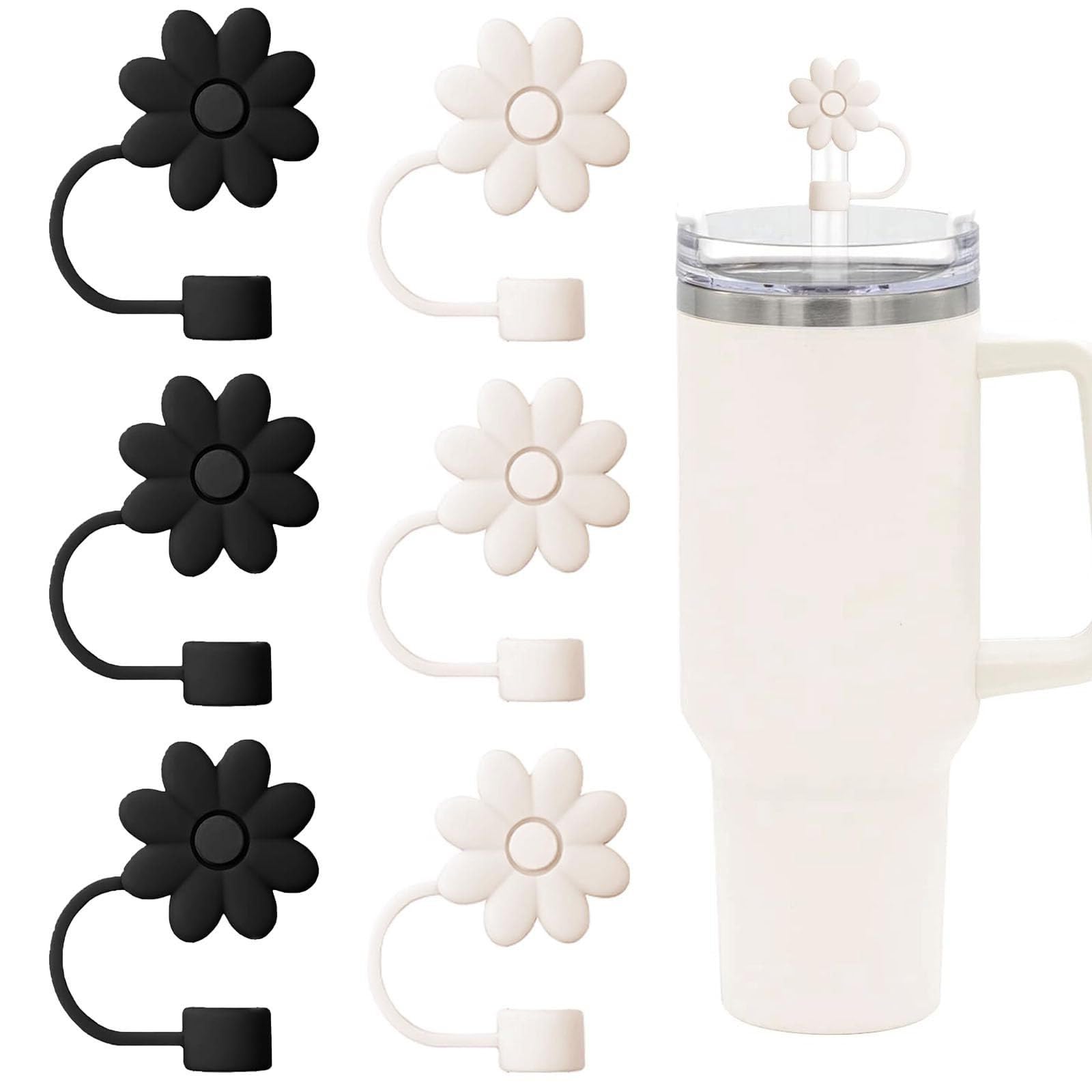 6pcs Straw Covers Cap for Stanley Cup, 10mm Dust-Proof Silicone Straw Toppers, Reusable Straws Cover Tips for Stanley 40/30 Oz Tumbler Accessories