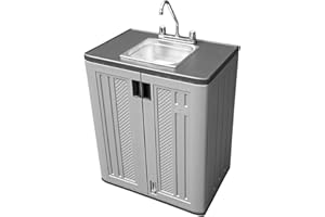 WATERWORKS CONCESSION Portable Sink Hand Wash Station, Single Basin Commercial Sink with Hot Water, Standard Size Electric Hand Washing Station, Stainless Steel Utility Sinks, For Food Trucks, Concession Stands or Kitchen