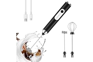 BEoffer Milk Frother Handheld Rechargeable 2000mAH Power Frother Wand Electric Foam Maker with 2 Stainless Whisks 3 Speeds Dr