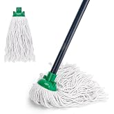 KeFanta Mop for Floor Cleaning,2 Pcs Cotton String Wet Mops Replacement Head Compatible with Microfiber Cloth Mop Refill &amp; 0.8" Diameter Mops Handle,Green(1 Handle &amp; 2 Heads)