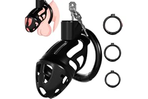 Male Chastity Cage Sex Toys - Lightweight Penis Cage Chastity Device with 3 Sizes Rings and Invisible Lock, Bondage Gear & Ac
