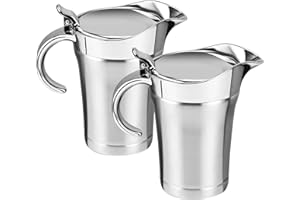 TLY 2pcs Gravy Boat Stainless Steel Stainless Steel Gravy Boat with Lid Thanksgiving Gravy Boat for Weddings Parties Events Celebrations Birthdays Family Gatherings or Daily Use (750ml/25OZ)