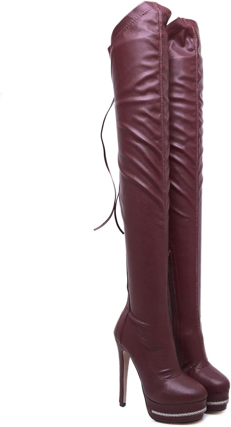 thigh high leather platform boots