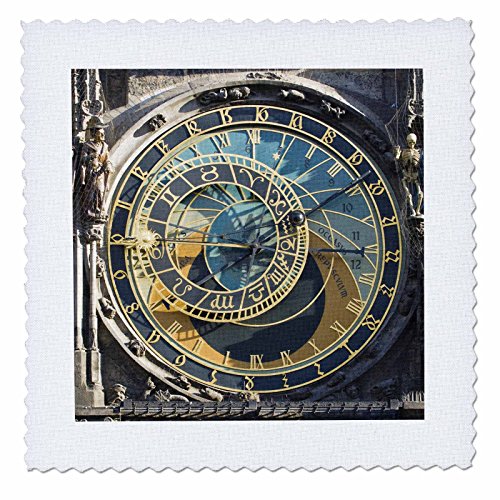 3dRose qs_81259_1 Astronomical Clock, Orloj, Prague, Czech RepubLIc Eu06 Tha0021 Tom Haseltine Quilt Square, 10 by 10-Inch