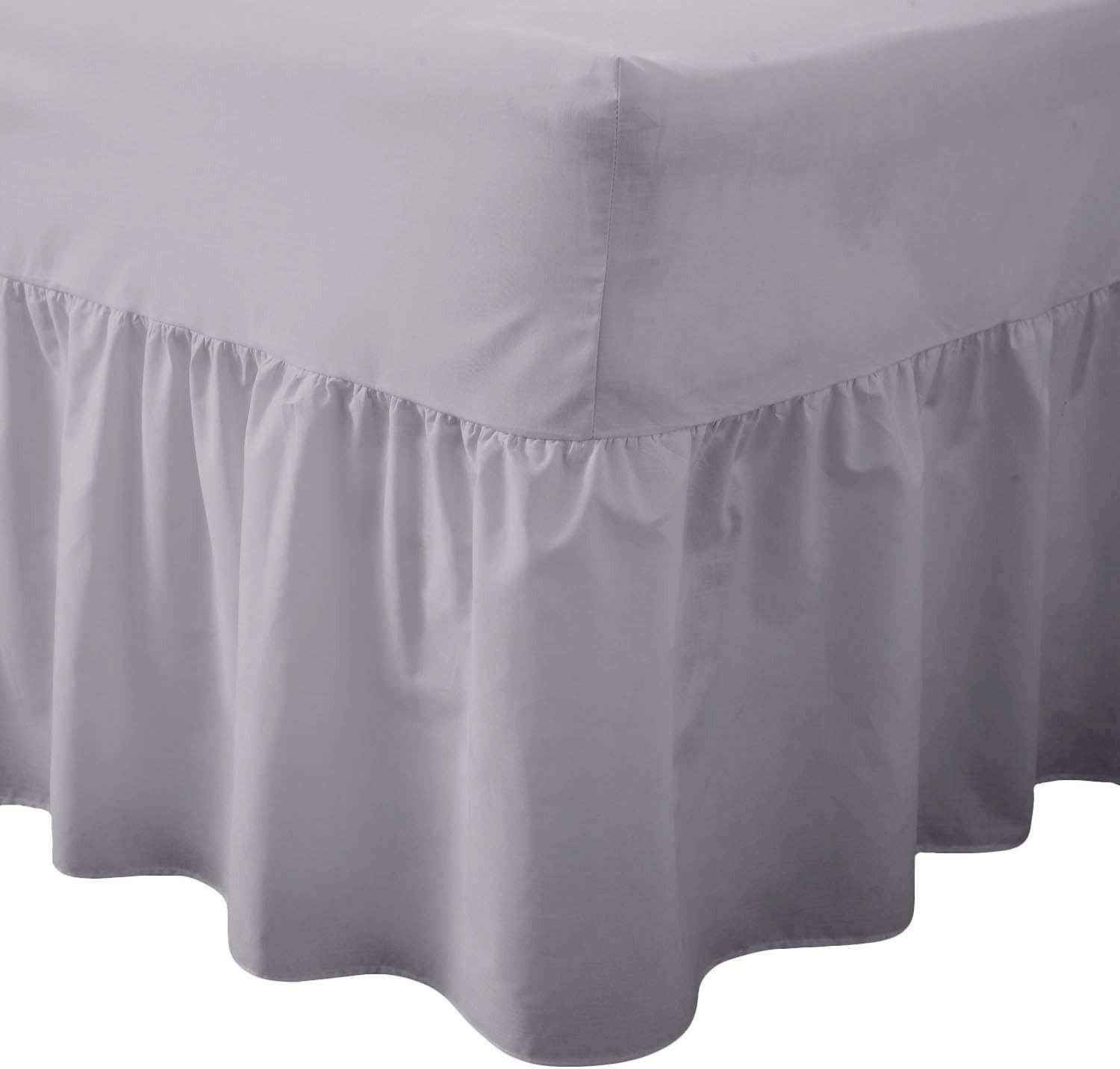 R&Z Luxuary Plain Polycotton Fitted Valance Sheet SIngle, DOuble, King, Super King (Grey/SIlver, Single)
