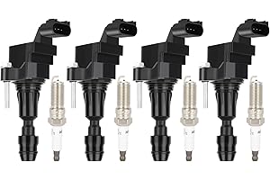 ECCPP UF491 ignition coils with 12578224 iridium Spark Plugs Set of 4pcs Fit for Chevy for GMC Pontiac for Saturn Malibu HHR Cobalt Equinox Terrain G6 2.4L 2.2L 2.0L C1552 UF491 12638824