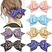 6PCS 5Inch Glitter Hair Bows Large Big Bling Sparkly Sequin Glitter Bows Alligator Hair Clips Hair Accessories for Baby Girls Toddlers Kids Teens Women