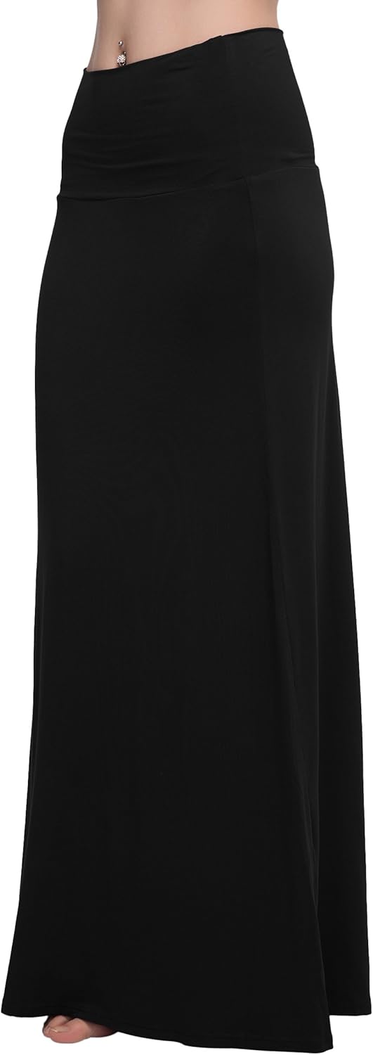 Urban CoCo Women's Stylish Spandex Comfy Fold-Over Flare Long Maxi Skirt at  Women’s Clothing store