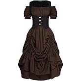 SCARLET DARKNESS Renaissance Costume Women Steampunk Corset Dress Medieval Ren Faire Dress