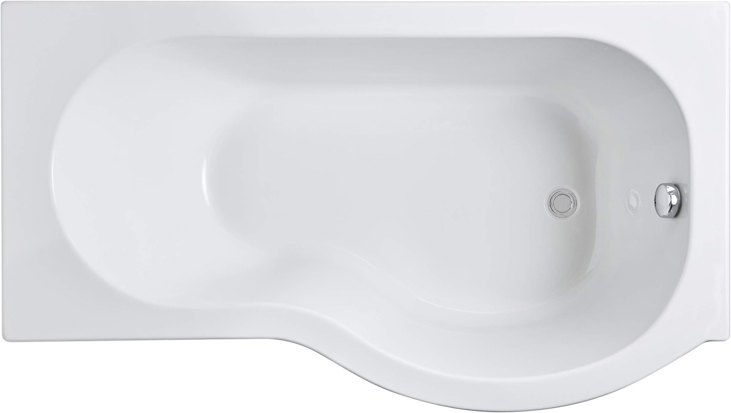 nuieWBP1585R ǀ Modern Bathroom P Shaped Single Ended Shower Bath Right Hand, 1500mm x 850mm x 420mm, White, 1500mm
