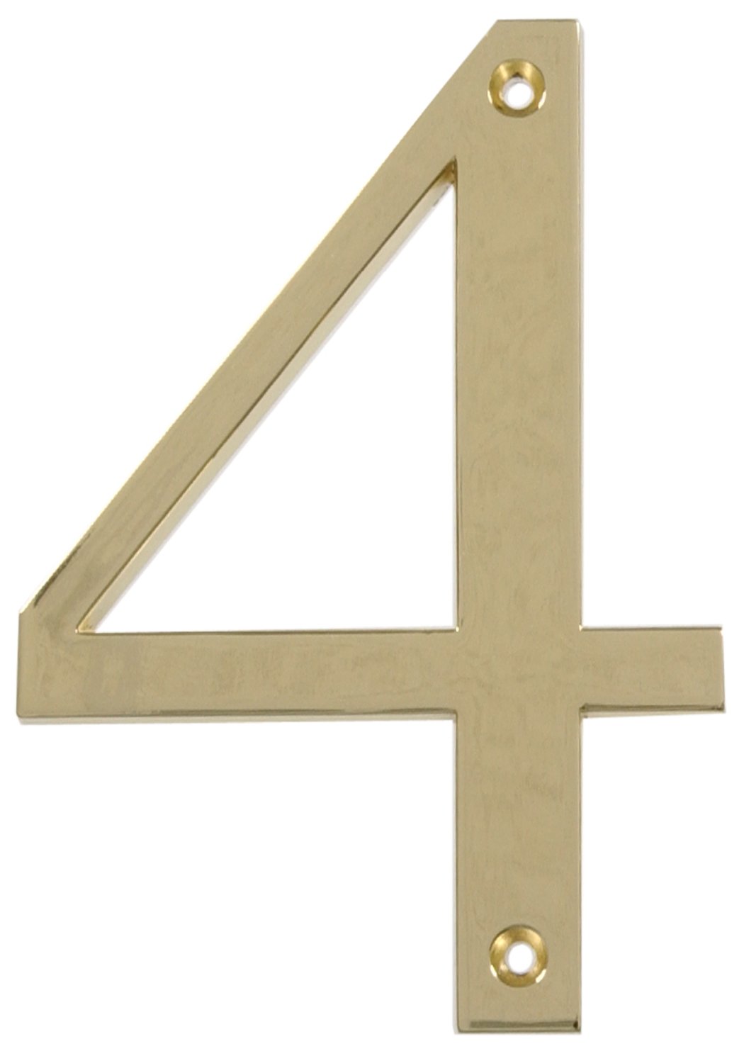 Distinctions by Hillman 843154 4-Inch Flush-Mount Polished Brass House Number 4