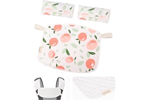 BEBEAR Bebamour Drool and Teething Reversible Cotton Pad For All Carry Positions Baby Carrier White Drool Bib For Boys & Girls(Peach)