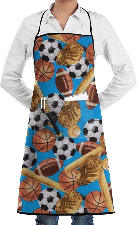 Aprons Bib Sports Baseball and Soccer Apron,Women&Men Kitchen Bib Apron