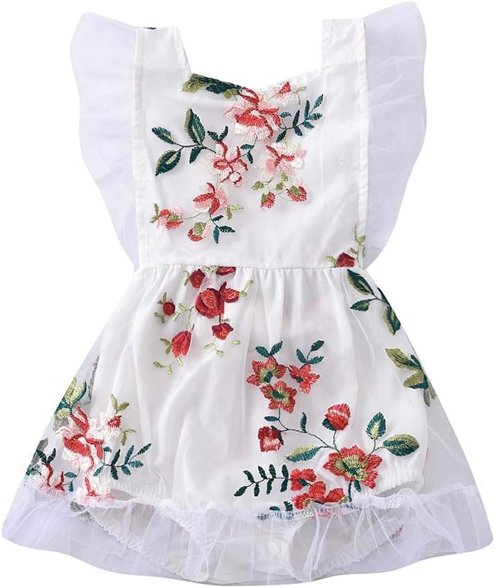 Newborn Baby Girl Romper Jumpsuit Bodysuit Tutu Lace Dress Summer Clothes Outfit with Headband 0-24M